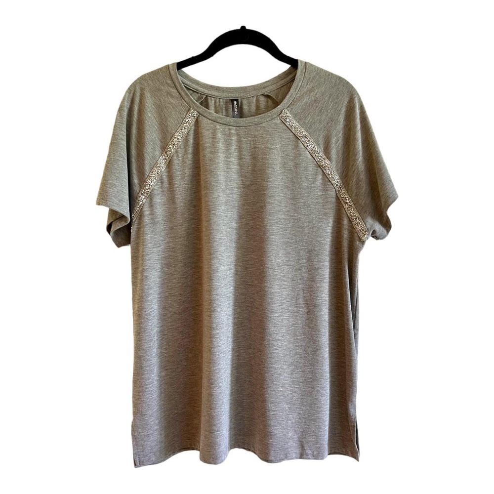 MASSINI, WOMENS GREY, SHORT SLEEVE T-SHIRT. SIZE L